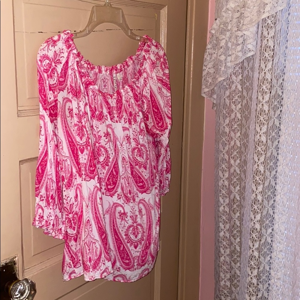 Pink and White Paisley Blouse